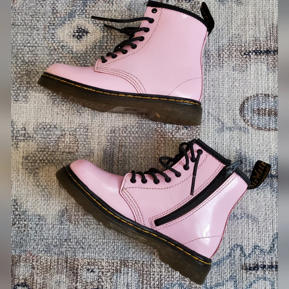 Dr. Martens Kids Pink Patent Leather Boots sz10